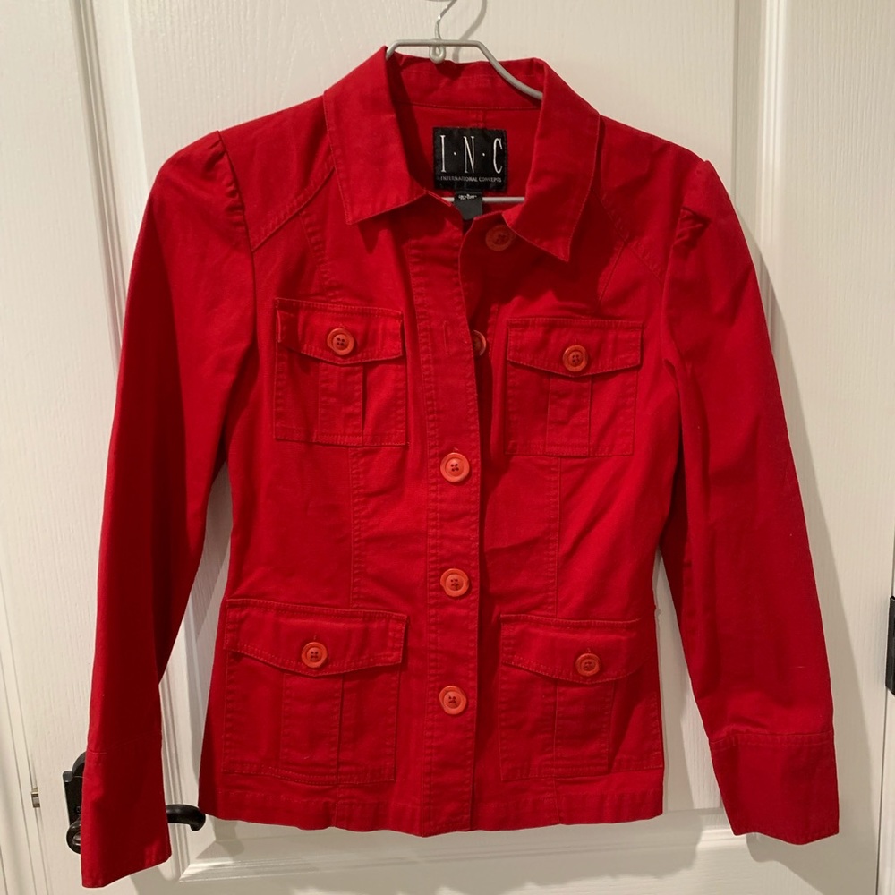 INC International Concepts Red Jean Jacket Sz S